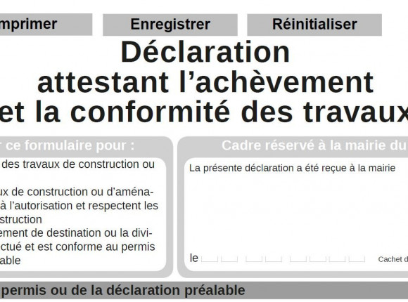 La déclaration d'achèvement des travaux