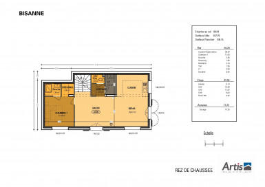 Plan rez-de-chaussée modèle Bisanne