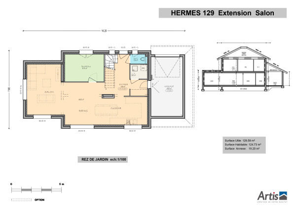 modèle hermès 129 toiture artis plan intérieur