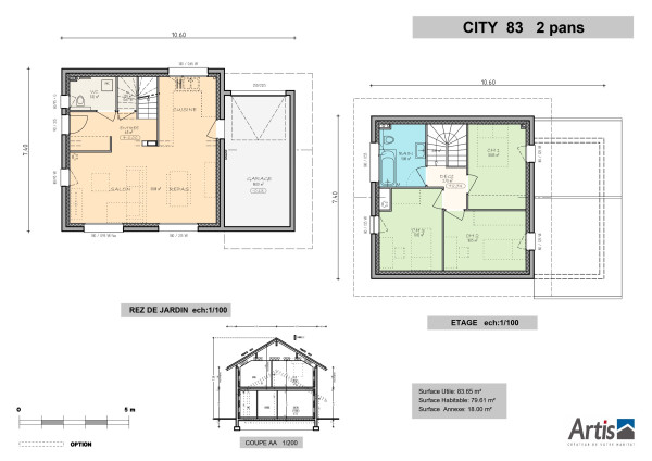 Plan modèle City 2 pans Artis
