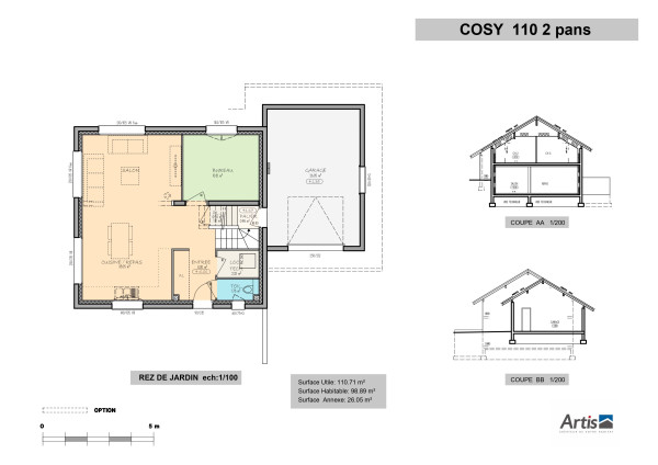 modèle cosy 2 pans artis plan intérieur