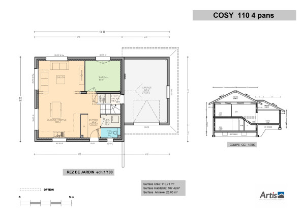 modèle cosy 4 pans plan intérieur