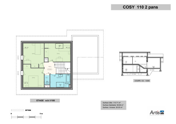 modèle cosy 2 pans artis plan intérieur