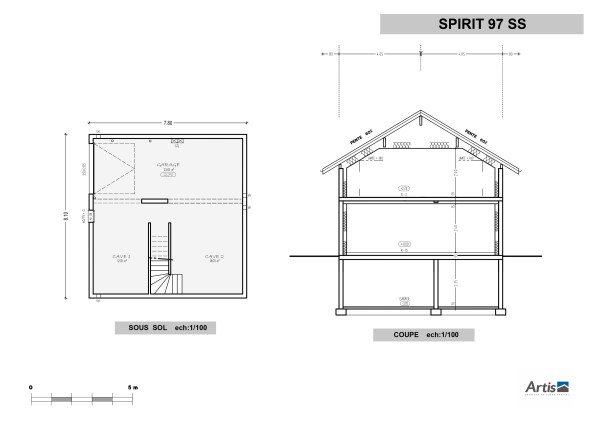 plans intérieurs modèle spirit 97 sous-sol artis