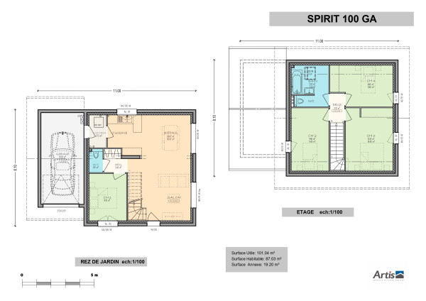 modèle spirit 100 artis plan intérieur