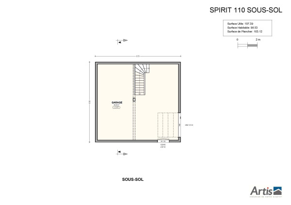 modèle spirit 110 sous-sol artis plan intérieur