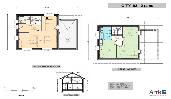 Plan modèle City 2 pans Artis