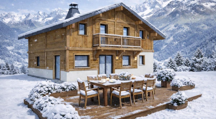 Chalet Poteaux-Poutres  – Panorama unique sur les Dômes de Miage 165m² - 1250000€ - 2