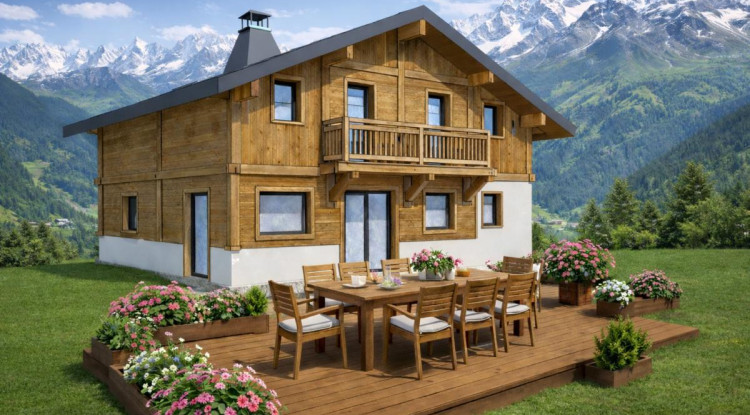 Chalet Poteaux-Poutres  – Panorama unique sur les Dômes de Miage 165m² - 1250000€ - 1