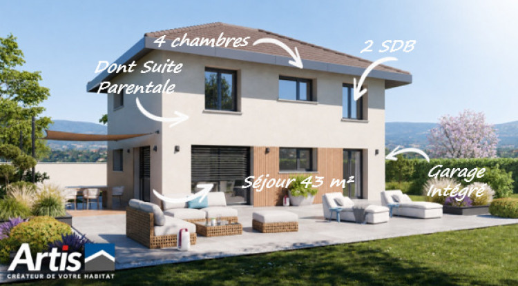 CROZET - Secteur Télécabine - Terrain 580 m² + Maison ARTIS 122m² avec Garage 122m² - 639000€ - 1